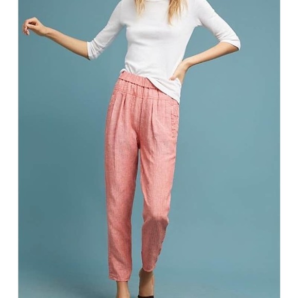 Anthropologie Pants - Anthropologie Red Striped High Waist Motif Pants